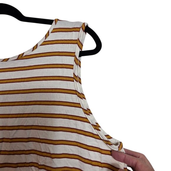 🔴 Green Envelope Tank Top Womens Large White Brown Striped Tie Back Sleeveless - Picture 5 of 15